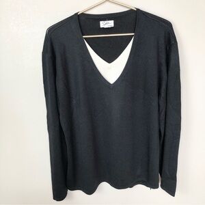 Chico’s Silk Cashmere Black & Cream V-neck sweater 3 XL
